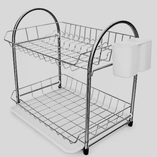 Dish drying rack sink shelf stainless steel dish drying rack 2-tier stainless steel water draining dishwashing