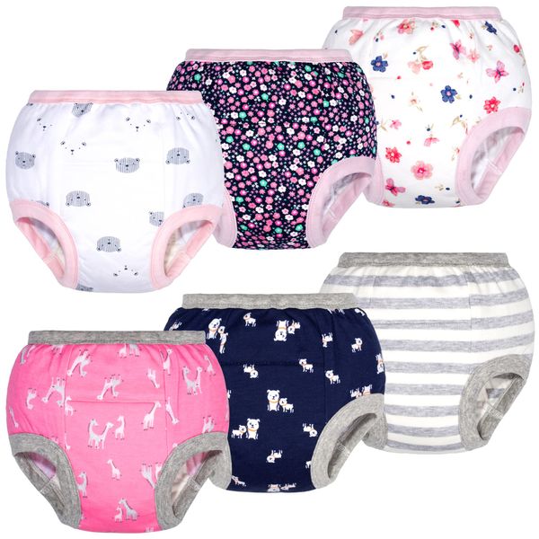 BIG ELEPHANT Baby Potty Training Underwear, Cotton Soft Absorbent Training Pants 6 Pack, 2T