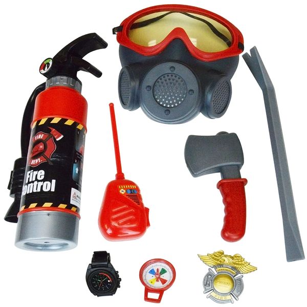 Fireman Gear Firefighter Costume Role Play Dress Up Starter Toy Play Set with Smoke Mask and Accessories for Kids