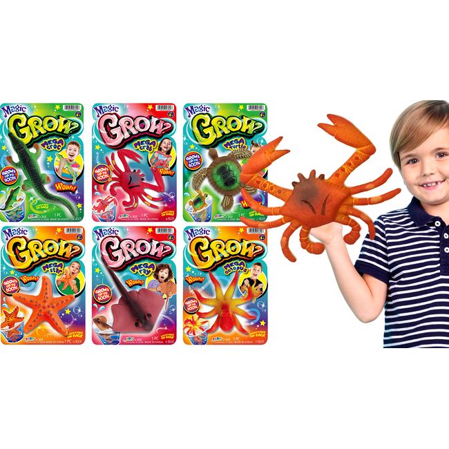 JA-RU Magic Grow Ocean Themed Water Animals (6 Packs Assorted) Beach Life Theme Toys | Bulk Expanding Bath and Pool Toys for Kids & Adults. Sea Creatures Party Toys and Goodie Bags. 302-6p