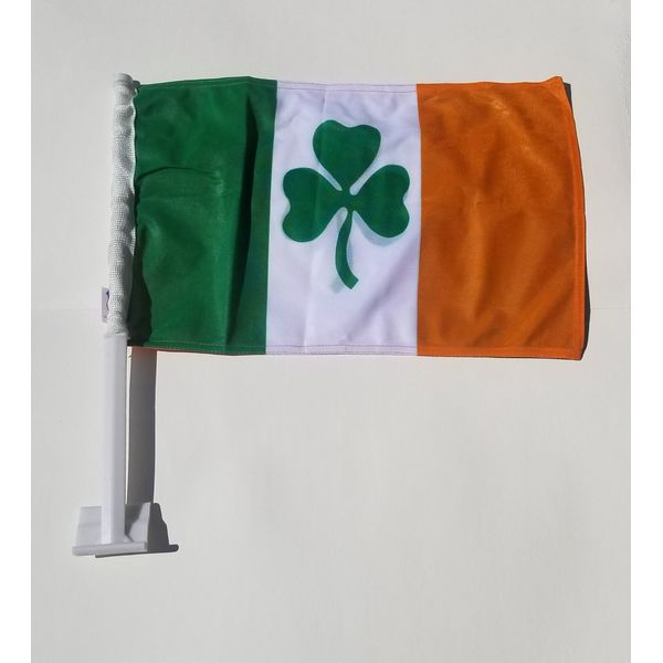 Ireland Shamrock Car Flags 12"x18" Rough Tex ® Double Sided