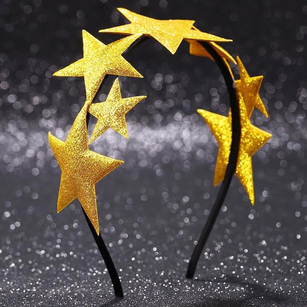 EARENT Sparkly Star Headbands Five-pointed Stars Hair Band Festival Star Headwear Cute Holiday Party Costume Headpiece for Women Girls (B-Gold)