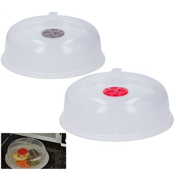 Vivo 2 Pack Microwave Cover for Food, Microwave Food Plate Dish Cover 26cm Plate Cover Kitchen Cooking Vented Handle with Clear Lid,Dishwasher Safe