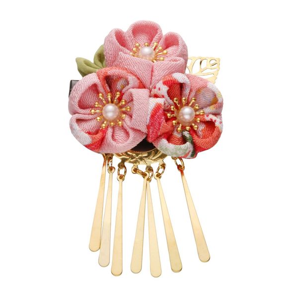 Lurrose Japanese Kimono Flower Hair Clip Kimono Hair Accessories Flower Hair Tie Band Clip for Women Girls Chinese Hair Decor (Pink)