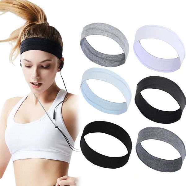 DULSPUE haarband,stirnband damen,haarband damen,stirnband,haarbänder damen,Schweißabsorbierendes Stirnband für Laufen, Fitness, Sport, elastisches Yoga-Stirnband, Haar-Accessoires (6 Stück)