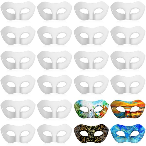 Leyndo 48 Pack Paper Mache Masks Craft Masks Blank DIY Halloween Mask Half Face Paintable Mask Mardi Gras Masquerade Cosplay(Simple Style)