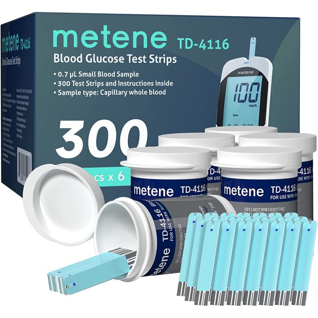 Metene TD-4116 300 Count Test Strips for Diabetes, Use with metene TD-4116 Blood