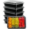 Meal Prep 28 Oz Rectangular Food Containers with Lids 50 Pack Black Microwavable