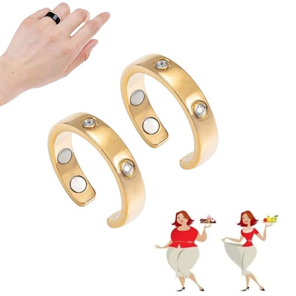 Asotagi Lymphdrainage Therapie Magnetring, 2 Stück Lymphdrainage Therapie Magnetischer offener Fingerring Männer und Frauen