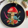 Myfelicity Embroidery Kit with Mushroom Patterns, 3 Hoops, Fabric, Threads, Needles, Instructions (Colourful)