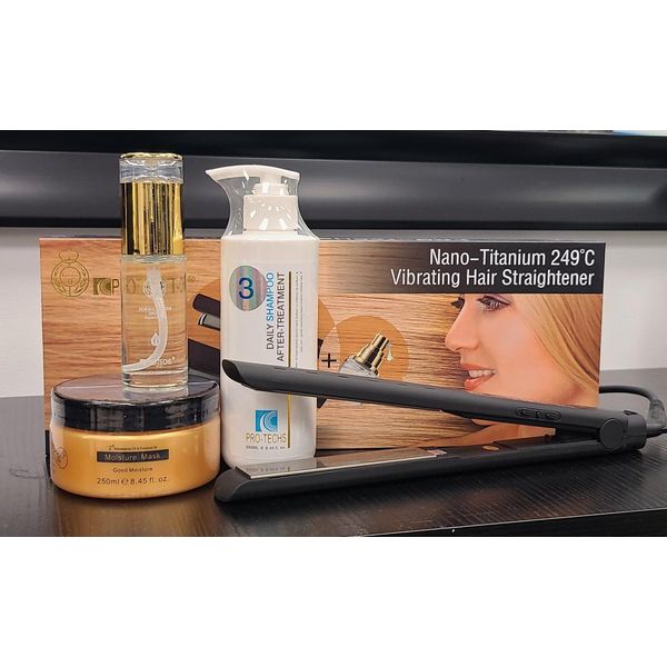 PRO-TECHS KERATIN SHAMPOO, MASK  & OIL + A Nano Titanium Flat Iron