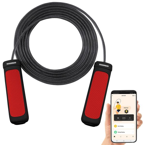 PEARL Sports Sprungseil: Smartes Kugellager-Springseil, Bluetooth, App, Herzfrequenz-& G-Sensor (Springseil Fitness, Fitness-Kugellager-Springseil, Anti Rutsch)