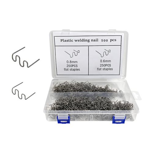 Gasedin 500PCS Hot Staples Bumper Welding Rods, 0.6mm 0.8mm Bumper Repairing Plastic Welding Kit, Metal Wave Shape Hot Staple Welding Wire for Machine Repair, Car Accessories