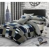 Velosso Denim Checkered Fully Elasticated Fitted Sheet matches Patchwork Checkered Bedding Set (Fitted Sheet, Double)