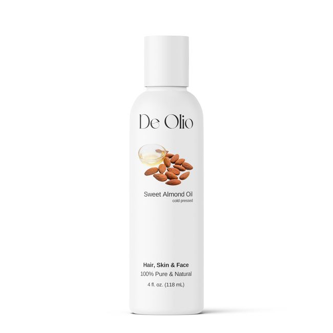 De Olio | Sweet Almond Oil | 100% Pure and Natural | Cold Pressed | Refined |100% Pure Moisturizing Oil | Skin, Hair & Face | Carrier Oil | Soap Making | 4 Oz