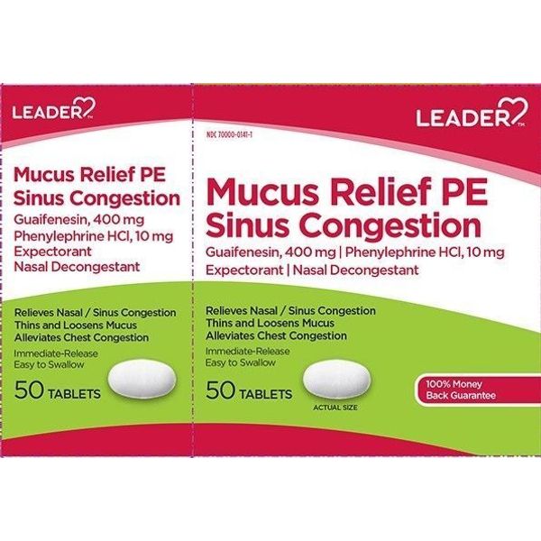 Mucus Relief PE Sinus Congestion Expectorant/ Sinus Congestion 50 Tablet