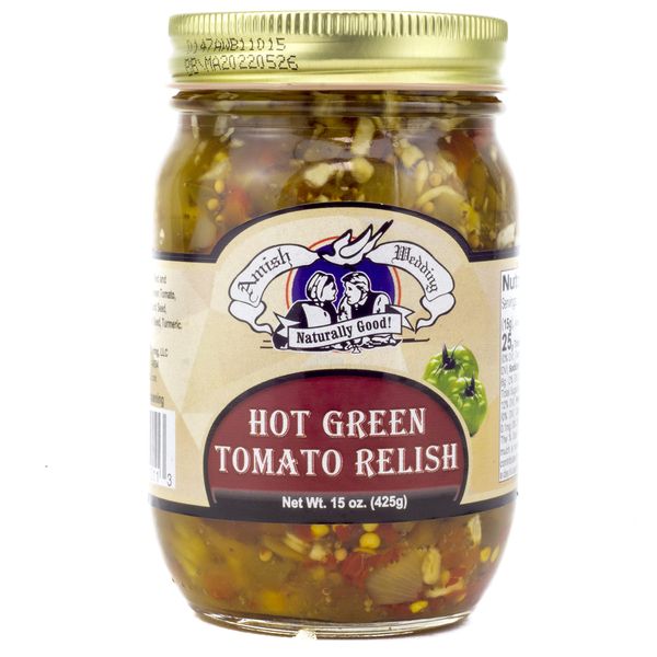 Amish Wedding Hot Green Tomato Relish 15 Ounces