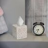 Macrame Tissue Box Cover, Decorative Woven Cotton Rope Design, Square, Cream