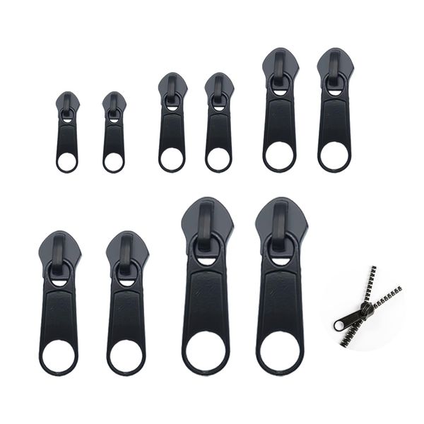 10 Pcs Zipper Pull Replacement, Metal Fix Zip Puller, Universal Durable Zipper Slider for Sewing Coats Jacket/Jeans/Luggage/Backpacks, Detachable Extension & Fixing Pulls Rescue for Repair DIY Crafts