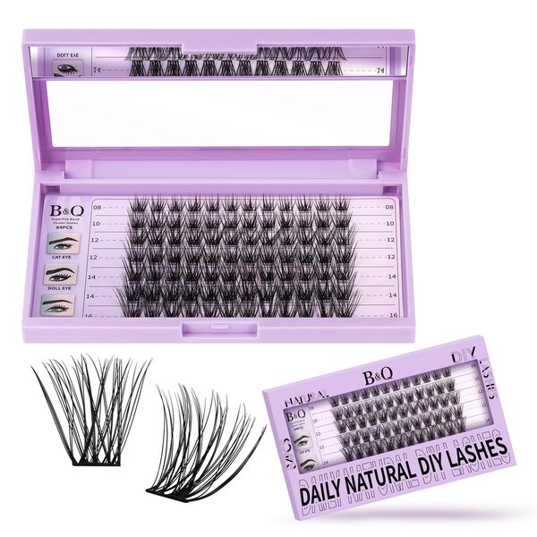 Wimpern Extensions 84 PCS Z11 B&Q Einzelne Wimpern DIY Lash Clusters für Anfänger Wiederverwendbar Wimpernbüschel Einzelwimpern für Wimpernverlängerung zu Hause Lashes Wimpern Extension(Z11,D-8-16MIX)