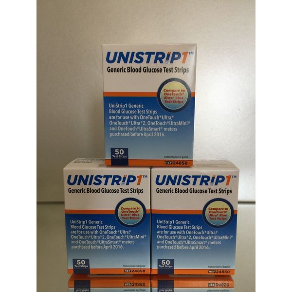 UniStrip1 Glucose Test Strips 150 ct - Generic For One Touch, EXP 05/2025