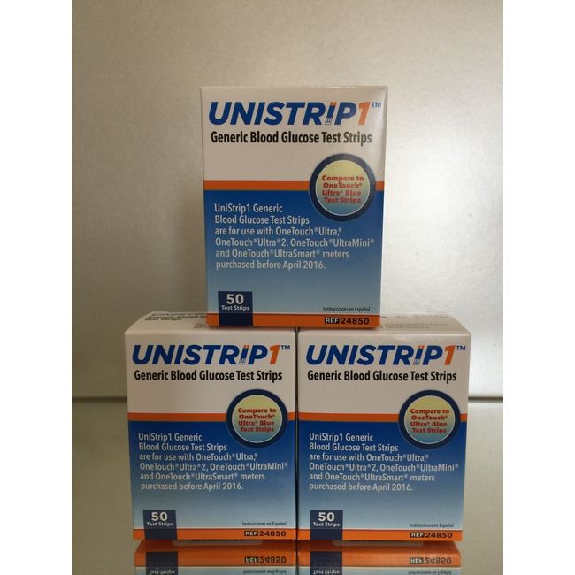 UniStrip1 Glucose Test Strips 150 ct - Generic For One Touch, EXP 05/2025