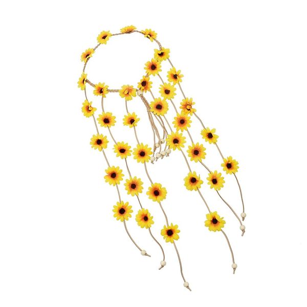 1 PCS Sunflower Hairband Adjustable Sunflowers Headdress Hippie Flower Headband Flower Headdress Sunflower Hair Wreath Headpiece for Party Decoration, Wedding, Cosplay Costume