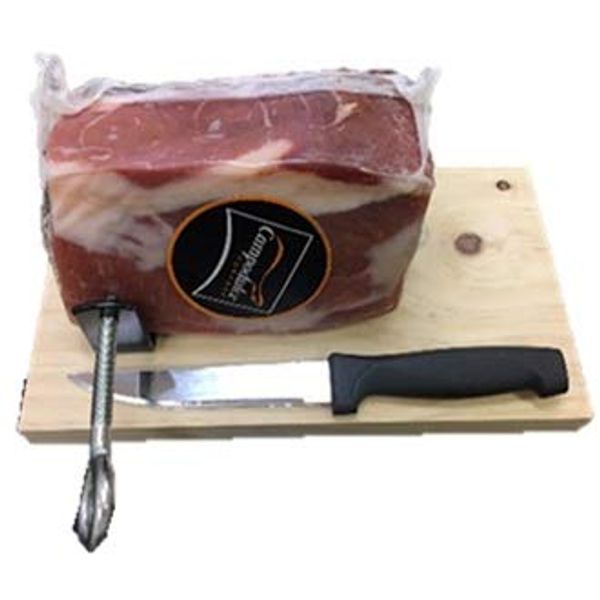 Campodulce Mini Serrano Block, 28.2 oz (800 g) (15 Months Aged) (Exclusive Fixed Holder, Knife, Cosmetic Box Set)