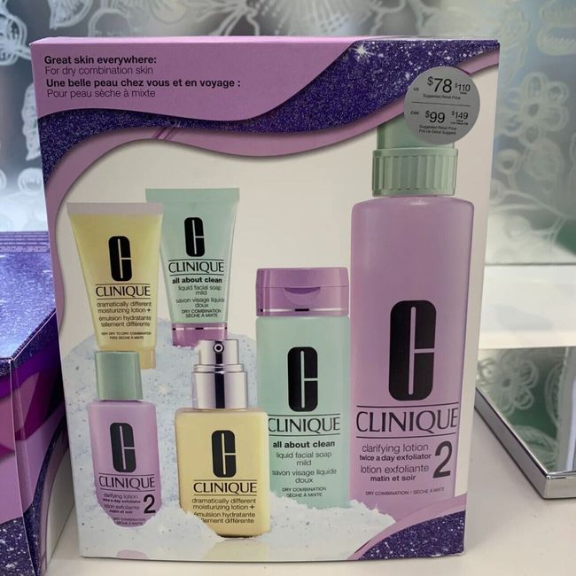 Clinique Great Skin Everywhere Skincare Gift For Dry Combination Skin 6PC BoxSet