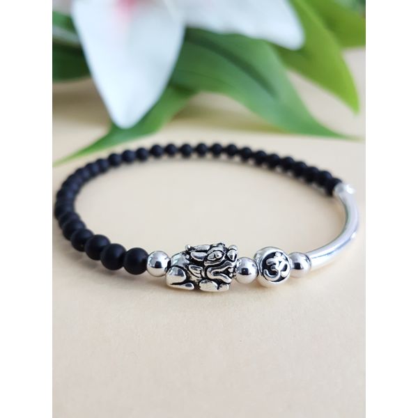 Powerful Wealth God Simple Bihu (Silver925) Omja Matte Black Onyx Prayer Beads Bracelet