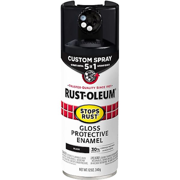 376884 Stops Rust Custom Spray 5-In-1 Spray Paint, 12 Oz, Gloss Black