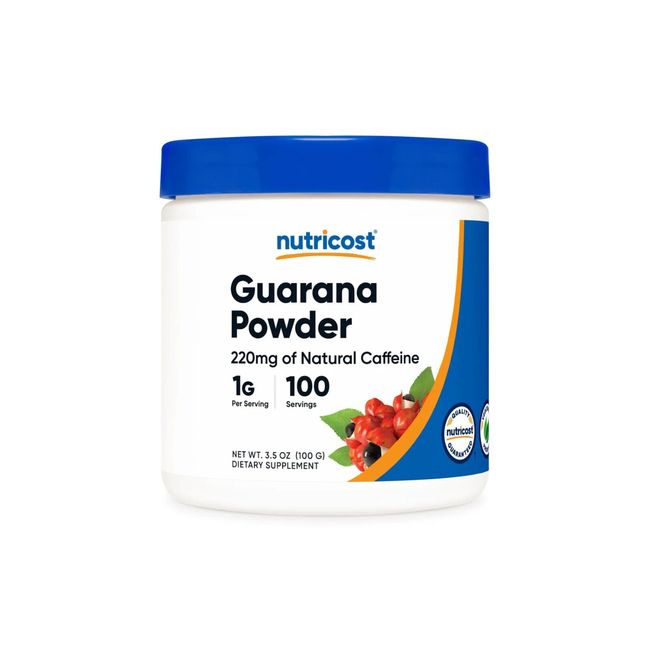 Nutricost Guarana Powder 100 Grams 3.5oz - GF & Non-GMO - EXP 04/2026