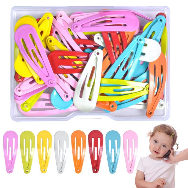 Cozlly 50 Stück Bunte Haarspangen Baby, 3cm Metall Haarclips, Haarspangen Mädchen, Kinder Haarklammern, Haarschmuck Haarclips, Keine Slip Haarspange Cute Haar Clips für Baby Mädchen Damen