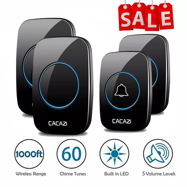 2 Set Waterproof Wireless Doorbell Chime & Plugin Receiver Kit 1000Ft Range Home
