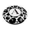 Monogram Letter A Initial Black Grey Leopard Print PopSockets Swappable PopGrip