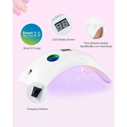 SUNUV Asciuga unghie UV LED, lampada per unghie, timer 30/60/99s, sensore a infrarossi, display LCD, adatto per tutti i gel, per manicure/pedicure nail art a casa e salone