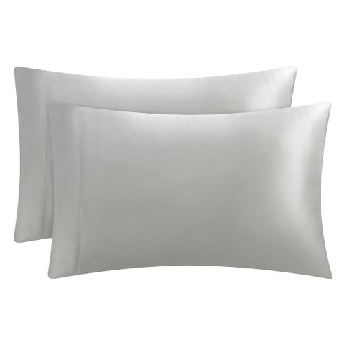 Juicy Couture Satin Pillowcase for Hair and Skin, Grey Queen Size Pillowcase Set of 2 - Silky Cooling Pillow Covers with Envelope Closure