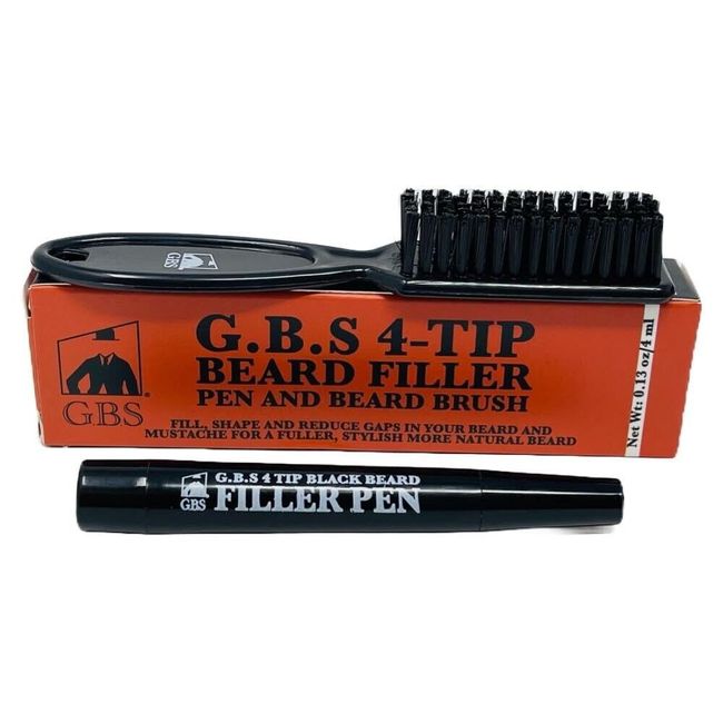 G.B.S Beard Filler Pen and Beard Brush - Color Black - Waterproof -PACK OF 2!