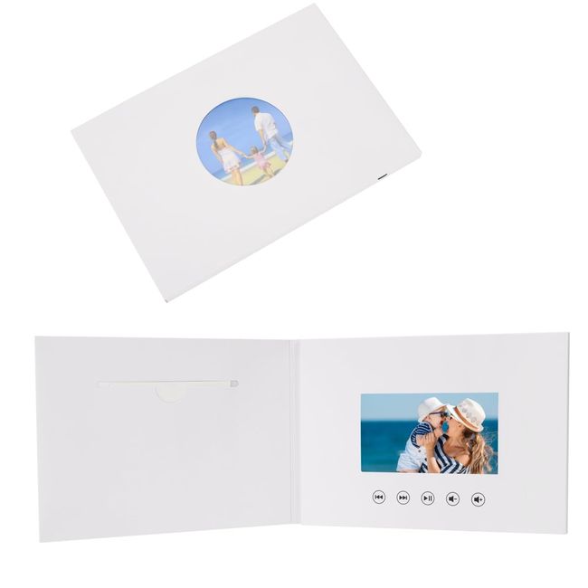 Blurati Video Brochure-Video Album,Wedding Video Book,Video Greeting Card | 4GB Memory, 5"IPS Display, Rechargeable Battery (White)