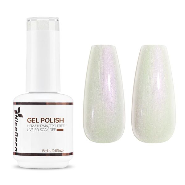 Nicedeco Pearl Gel Nail Polish, 15ml Pearlescent Shell Shimmer Gel Polish Sparkle Shiny Nail Gel UV/LED Soak-Off Nail Art Manicure Pedicure, Salon & Home Use - Long Lasting & Easy to Apply 001