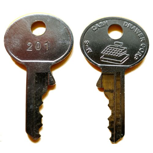 M-S 201 Key Pair for EP-125, EP-127 Series MS Cash Drawer Register - MR201