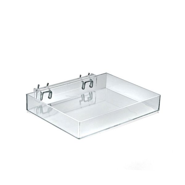 Azar Displays 225541 9.5" Wide Open Tray for Peg/Slat, 2-Pack