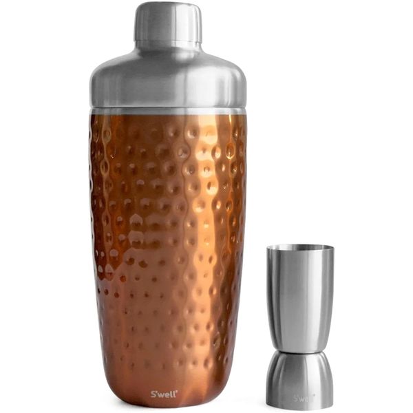 S'well Stainless Steel Shaker Set with Jigger, 18oz, Dipped Metallic, Triple Layered Vacuum Insulated Container Keeps Cocktails Colder for Longer, BPA Free Barware