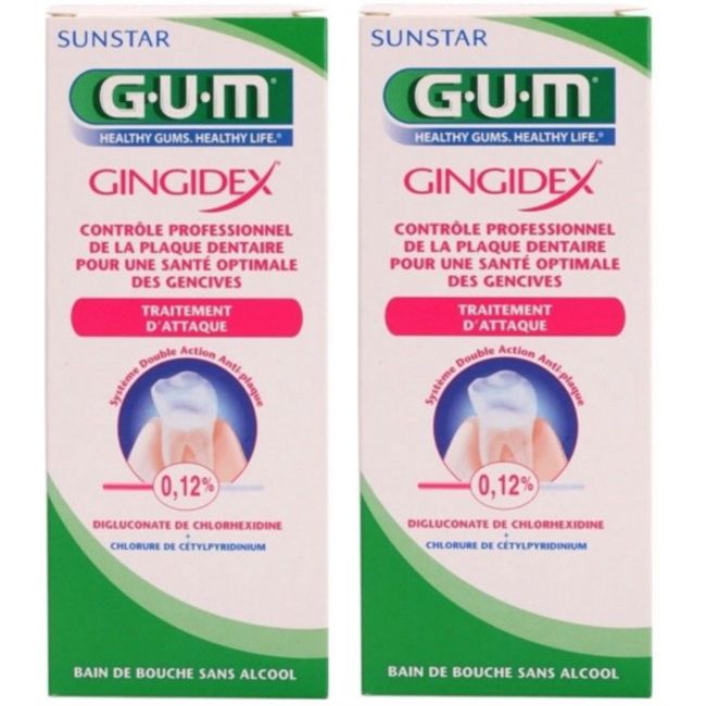 2 X Gum Gingidex Short Term Treatment Mouthwash 300ml Exp 2025 NIB