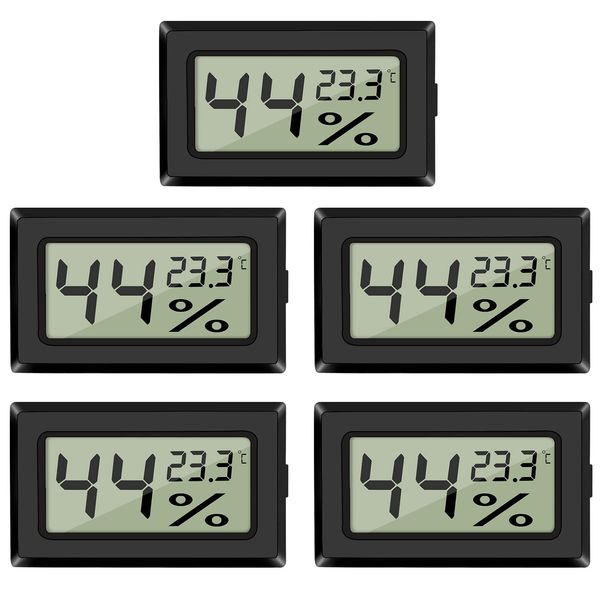 EEEKit 5-Pack LCD Digital Hygrometer Thermometer, Mini Digital Temperaturmesser Feuchtigkeitsmesser Mini Hygrometer für Gewächshaus/Autos/Zuhause/Büro, Celsius (°C)