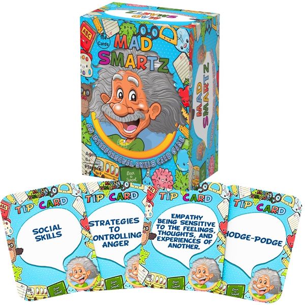 MAD SMARTZ: Social Skills & Anger Management Card Game – Teaches Interpersonal Skills & Emotional Regulation. Autism & ADHD Learning Tool; Educational Therapy Game for Counseling Kids/Teens; CBT Tool