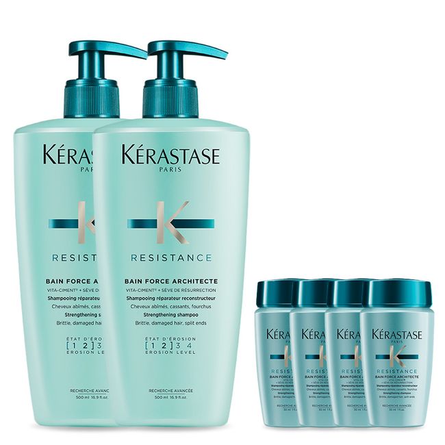 [Kérastase] [For damaged hair] Bang Force Architect Shampoo 500ml x 2 + [Additional 4 types of travel shampoos provided]