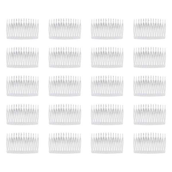 Lawie 20 Pack Clear Small Plastic Hair Side Comb With Long Teeth Thin Fine Gray Hair Pins White Mini Barrettes for Women Bridal Wedding Veil Decorative DIY Craft Headpiece French Twist Bun Accessories