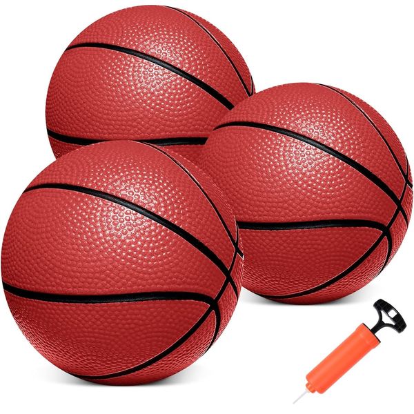 Iyoyo Mini Basketballs,3 Pack 6" Small Basketball Set with Pump Durable PVC Basketballs for Mini Basketball Hoop Mini Toy Basketball for Toddlers Kids Teenagers for Pool, Indoors, Outdoors