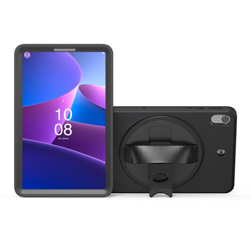 Hard Case for Lenovo K10 - CTA Protective Case with Built-in 360 Degree Rotatable Grip Kickstand & Carry On Strap for Lenovo K10 Tablet (PAD-PCGKK10)